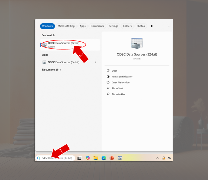 image da pesquisa pelo odbc de 32 bits